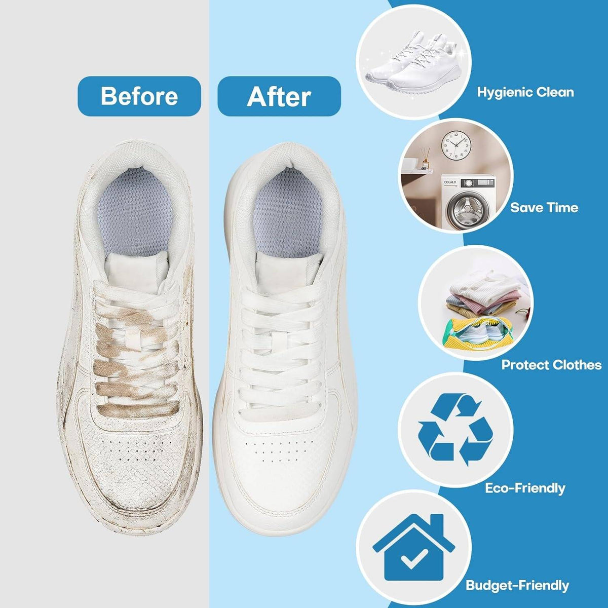 Washing Machine Sneaker Bag with Microfiber Chenille Interior and Hidden Zipper