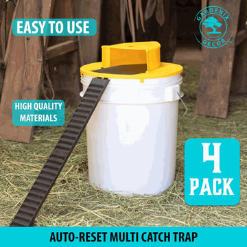 Bucket Lid Mouse Trap with Auto Reset Mechanism, Fits 5 Gallon Buckets 4 Pack