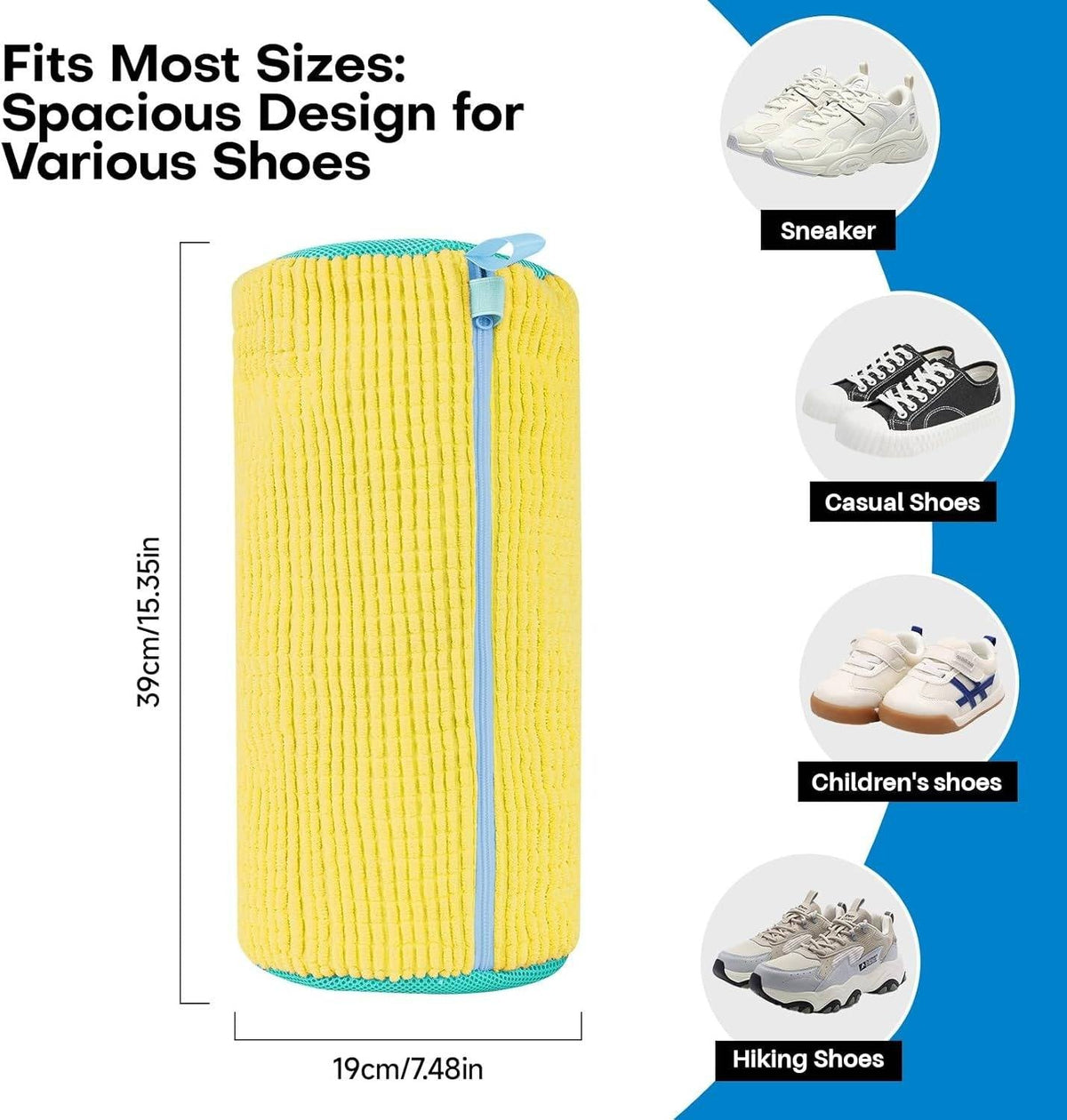 Washing Machine Sneaker Bag with Microfiber Chenille Interior and Hidden Zipper