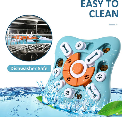 Interactive Dog Puzzle Toy with Sliding Pieces and Built in Squeaker