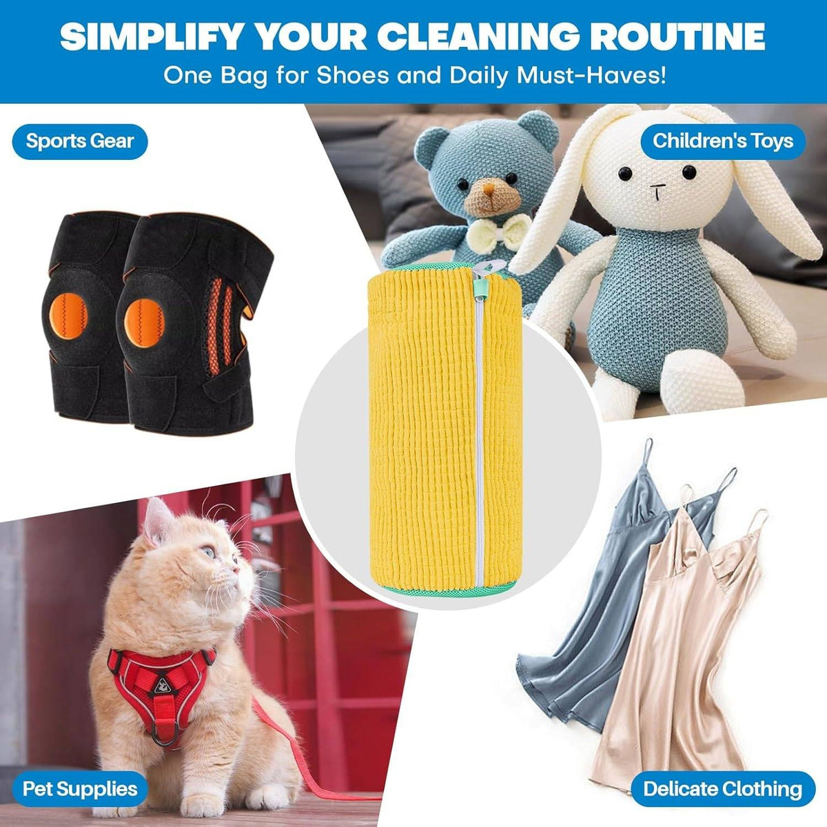 Washing Machine Sneaker Bag with Microfiber Chenille Interior and Hidden Zipper