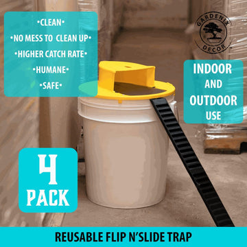 Bucket Lid Mouse Trap with Auto Reset Mechanism, Fits 5 Gallon Buckets 4 Pack
