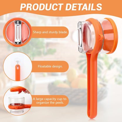 Dual Blade Apple Peeler with Two Interchangeable Heads, a Potato Eye Remover and a Peel Storage Box
