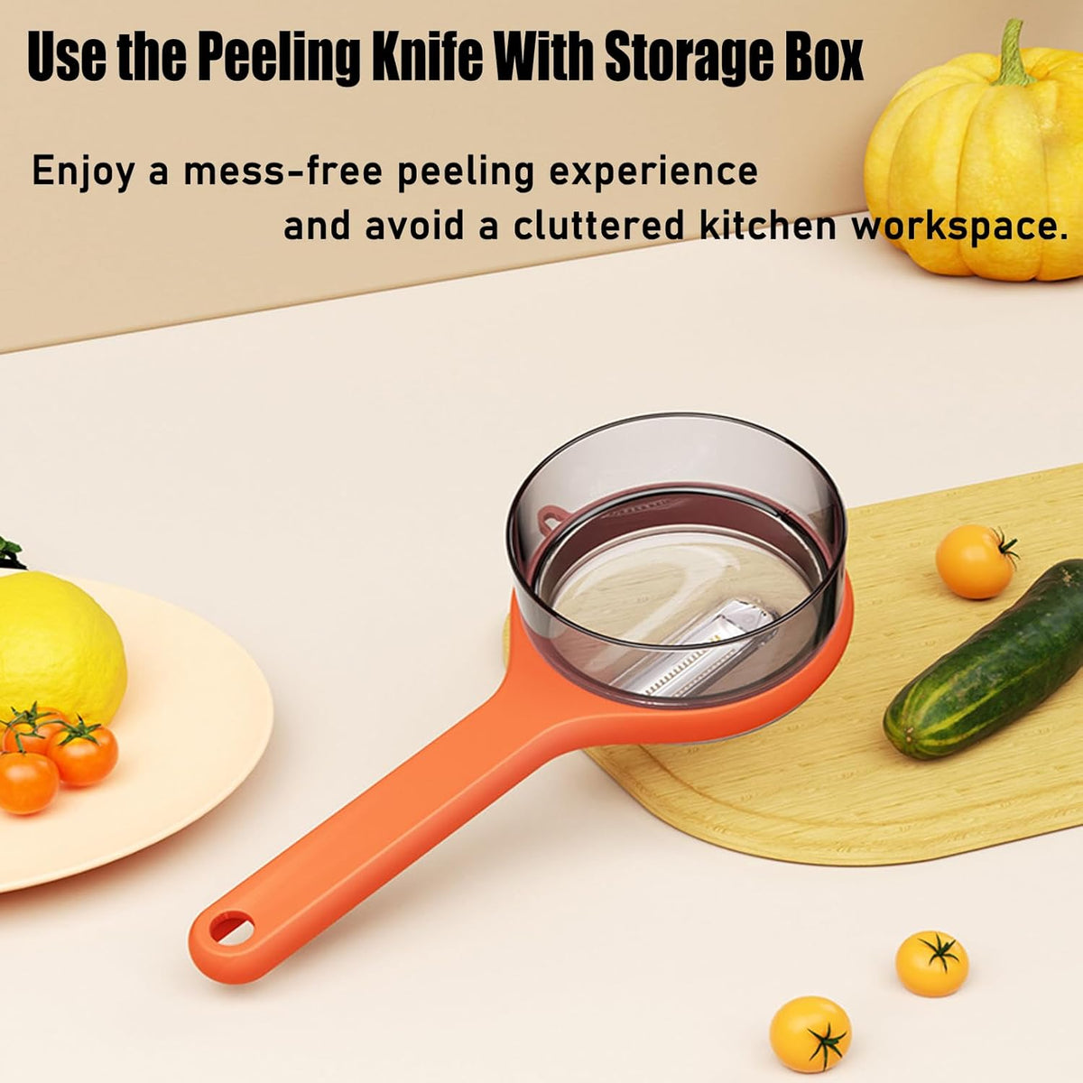 Dual Blade Apple Peeler with Two Interchangeable Heads, a Potato Eye Remover and a Peel Storage Box