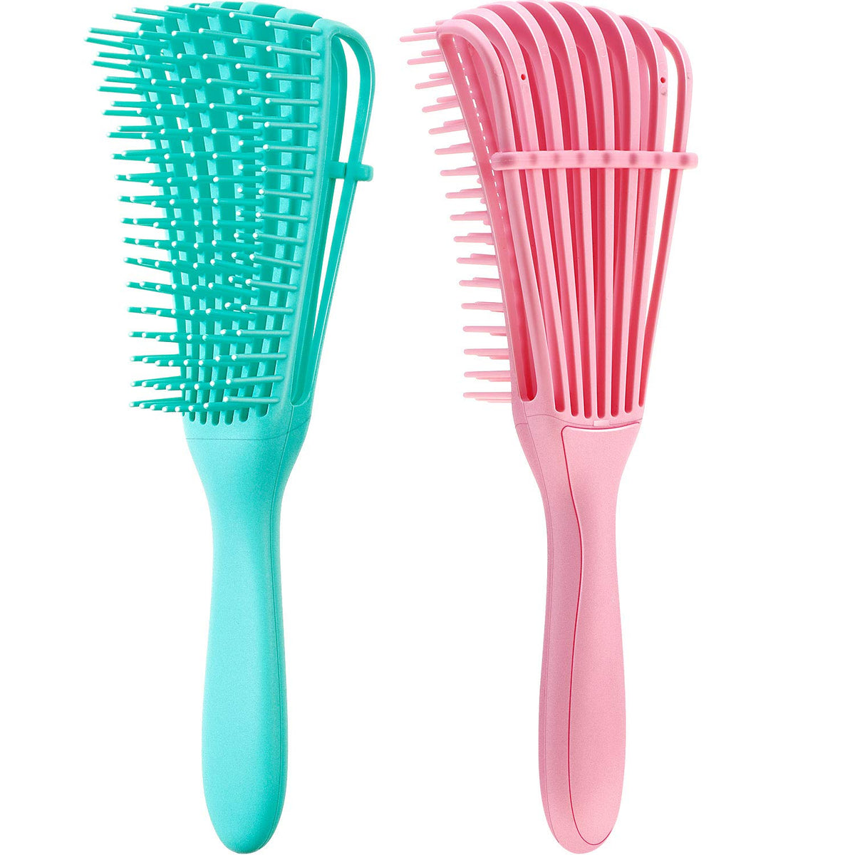 Two Piece Detangling Brush Set with Adjustable Bristle Height and a Rubber Band Cassette for Curly and Coily Hair