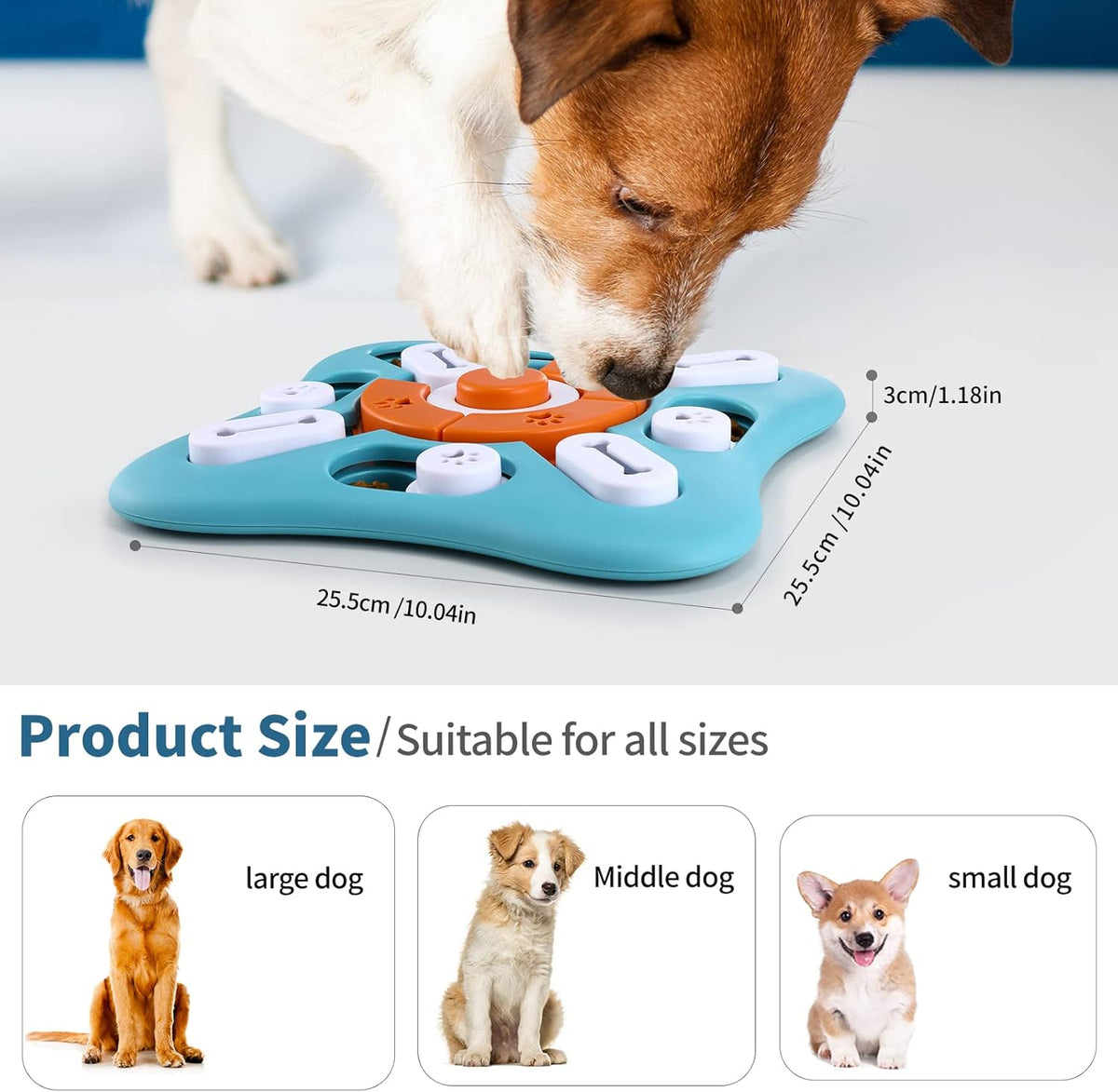 Interactive Dog Puzzle Toy with Sliding Pieces and Built in Squeaker