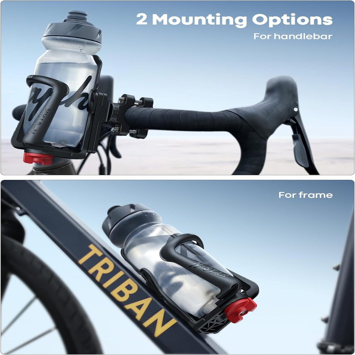 Adjustable Bottle Holder with Wraparound Arm and Rubber Grip for Bikes and Scooters