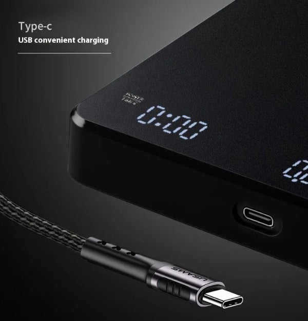 Digital Coffee Scale with Built-In Timer and Backlit LCD Display