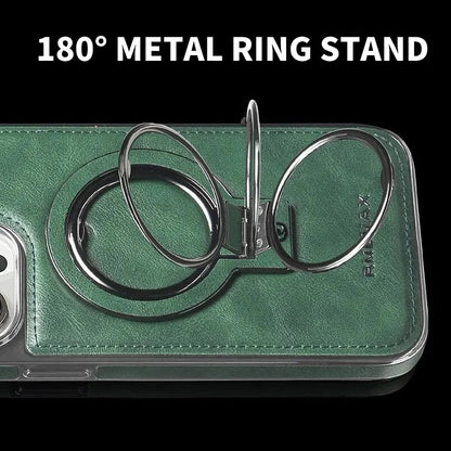 Phone Case with Foldable Stand and Magnetic Charging, 9H Lens Protection