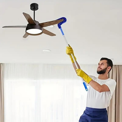 Extendable Ceiling Fan Duster with Coral Velvet Bristles and Flexible Head