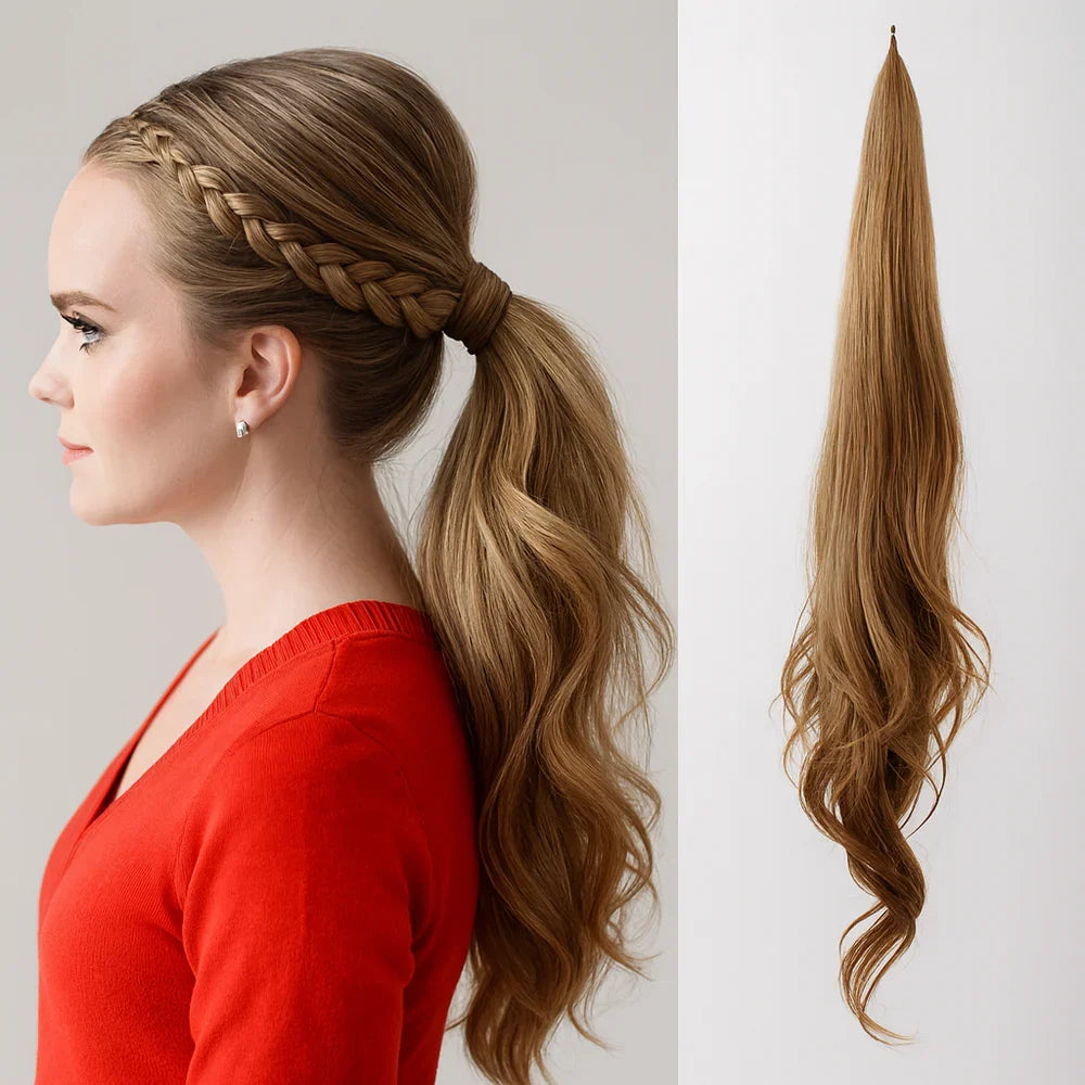 Clip In Ponytail Extension with Wrap Around Strand and Hairpins
