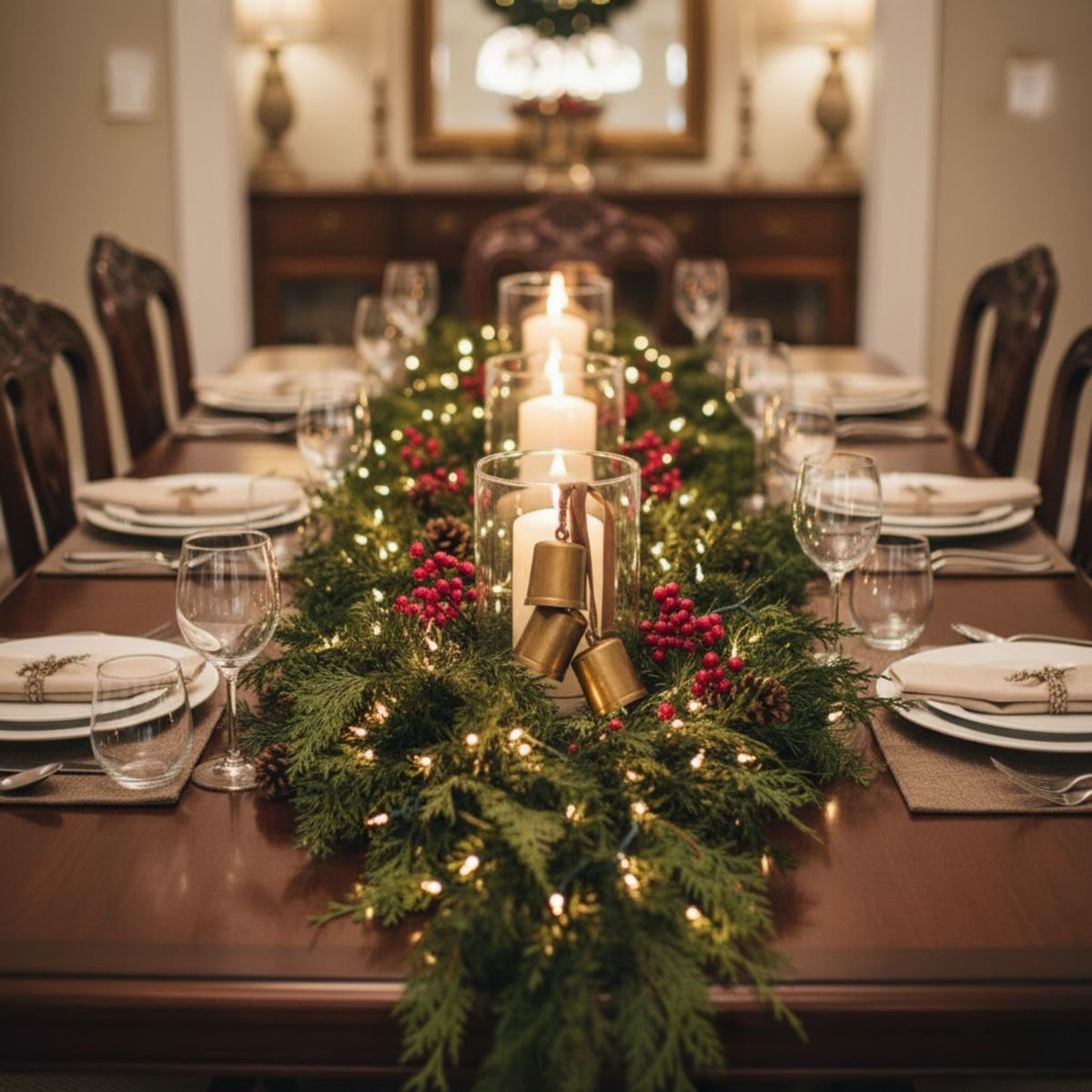 Pair of Six Foot Artificial Cedar Garlands with Bendable Greenery and Hand Tied Hanging Loops