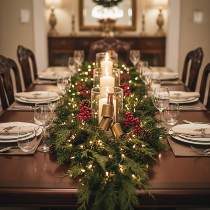 Pair of Six Foot Artificial Cedar Garlands with Bendable Greenery and Hand Tied Hanging Loops