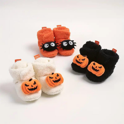 Kids Ankle High Slippers with Fleece Lining and Halloween Designs