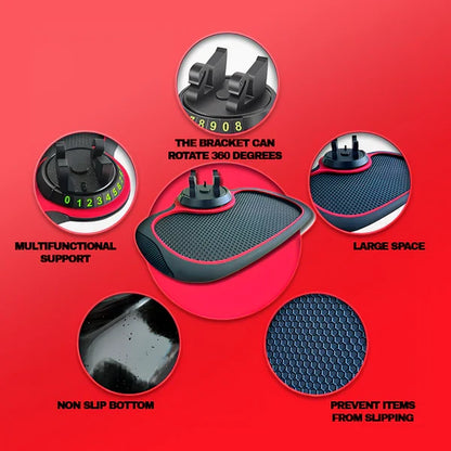 3 in 1 Car Dashboard Phone Mat with Non Slip Base, Rotating Holder and Parking Number Digits