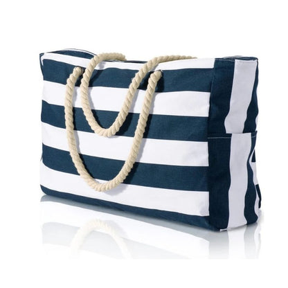 Oversized Beach Tote with Zip Closure and Mesh Panels, Water Resistant 20L