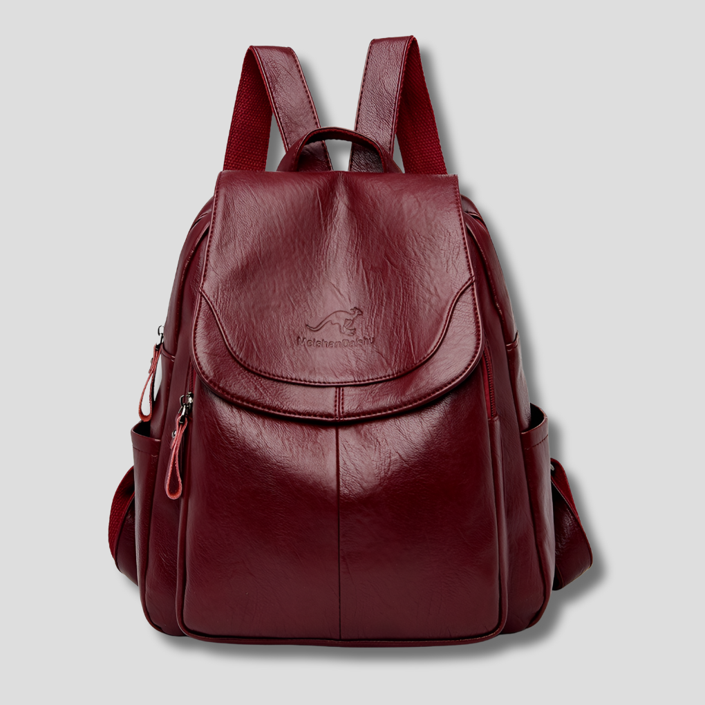 Embossed Backpack with Body-Facing Zipper and Multiple Interior Pockets