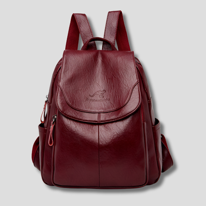 Embossed Backpack with Body-Facing Zipper and Multiple Interior Pockets