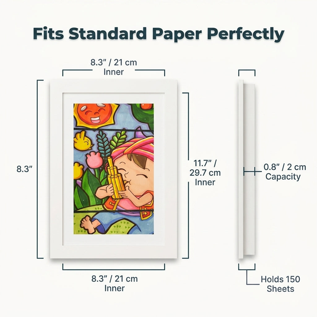 Artwork Display Frame with Magnetic Latch and 150-Sheet Storage Compartment