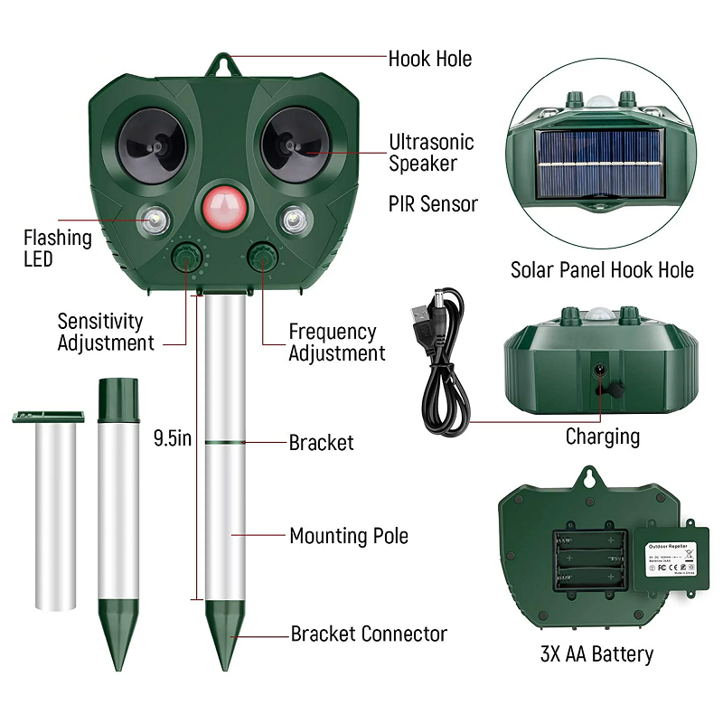 Ultrasonic Bird Repeller, Solar Powered