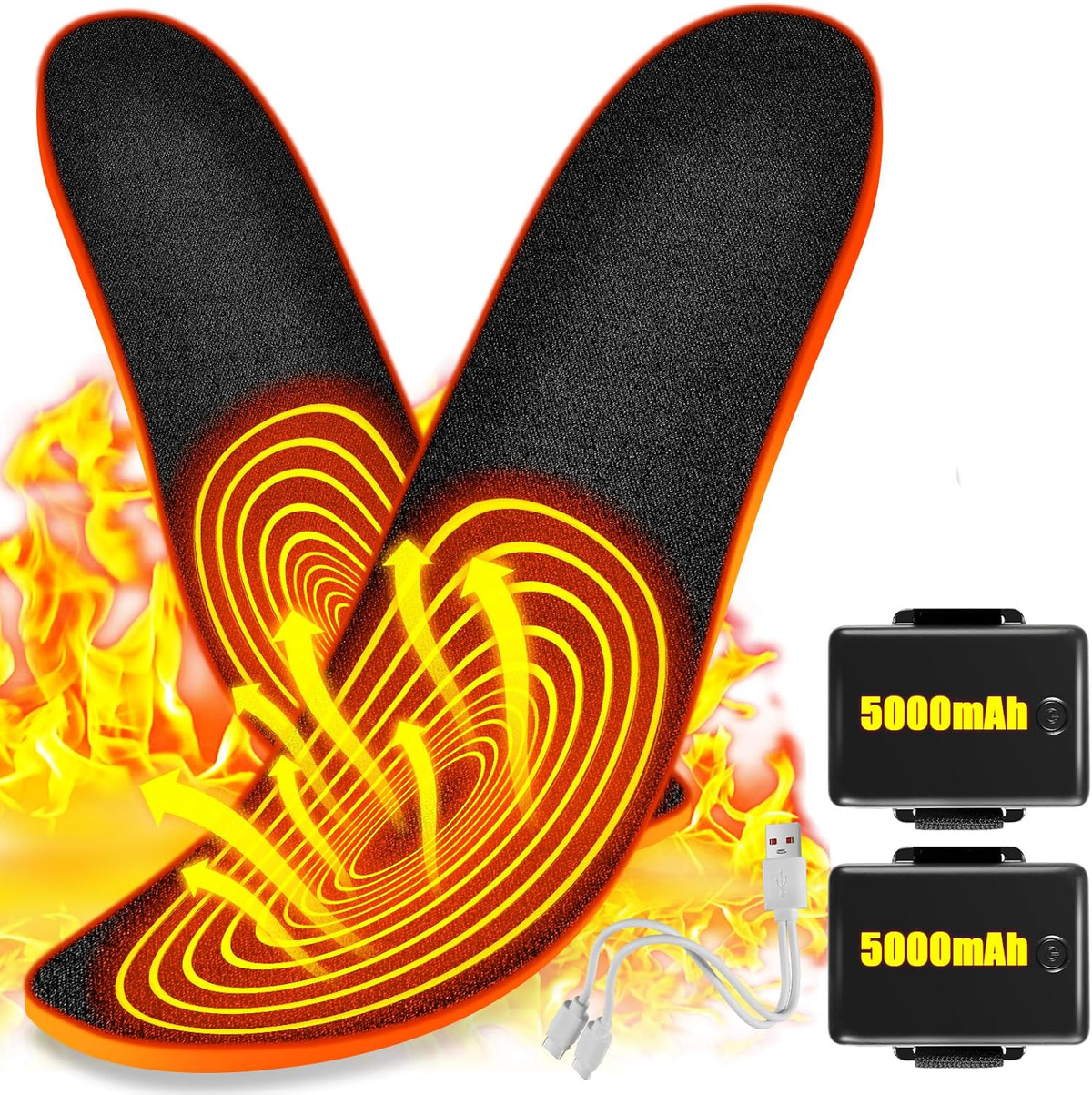 Rechargeable Heated Insoles with 3-Level Remote Control and 8-Hour Battery