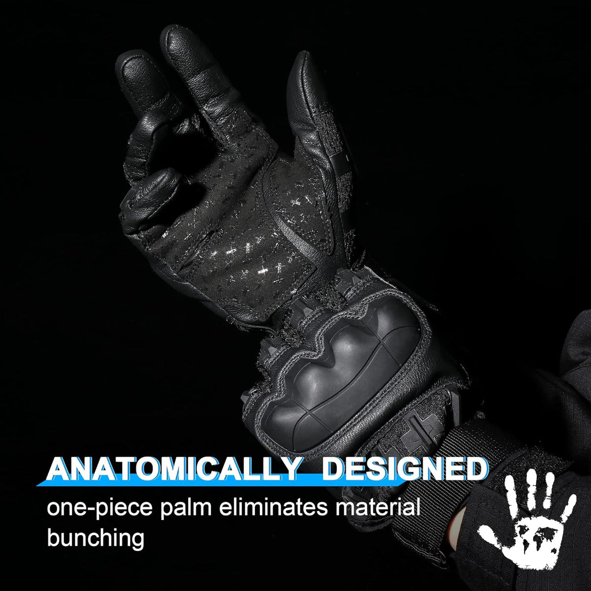 Touchscreen Tactical Gloves with Rubber Knuckle Inserts and Adjustable Wrist Strap