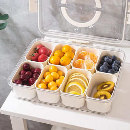 Divided Snack Serving Tray with 8 Compartments and Snap Buckle Lid for Parties