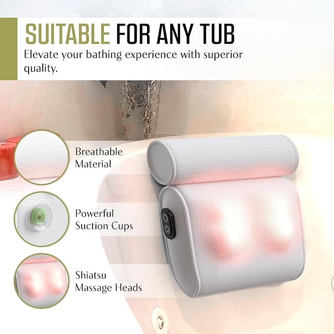 Waterproof Bath Pillow with Massaging Texture and Suction Cups for Head and Neck Support