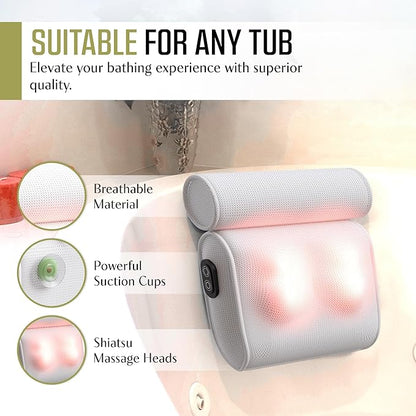 Waterproof Bath Pillow with Massaging Texture and Suction Cups for Head and Neck Support