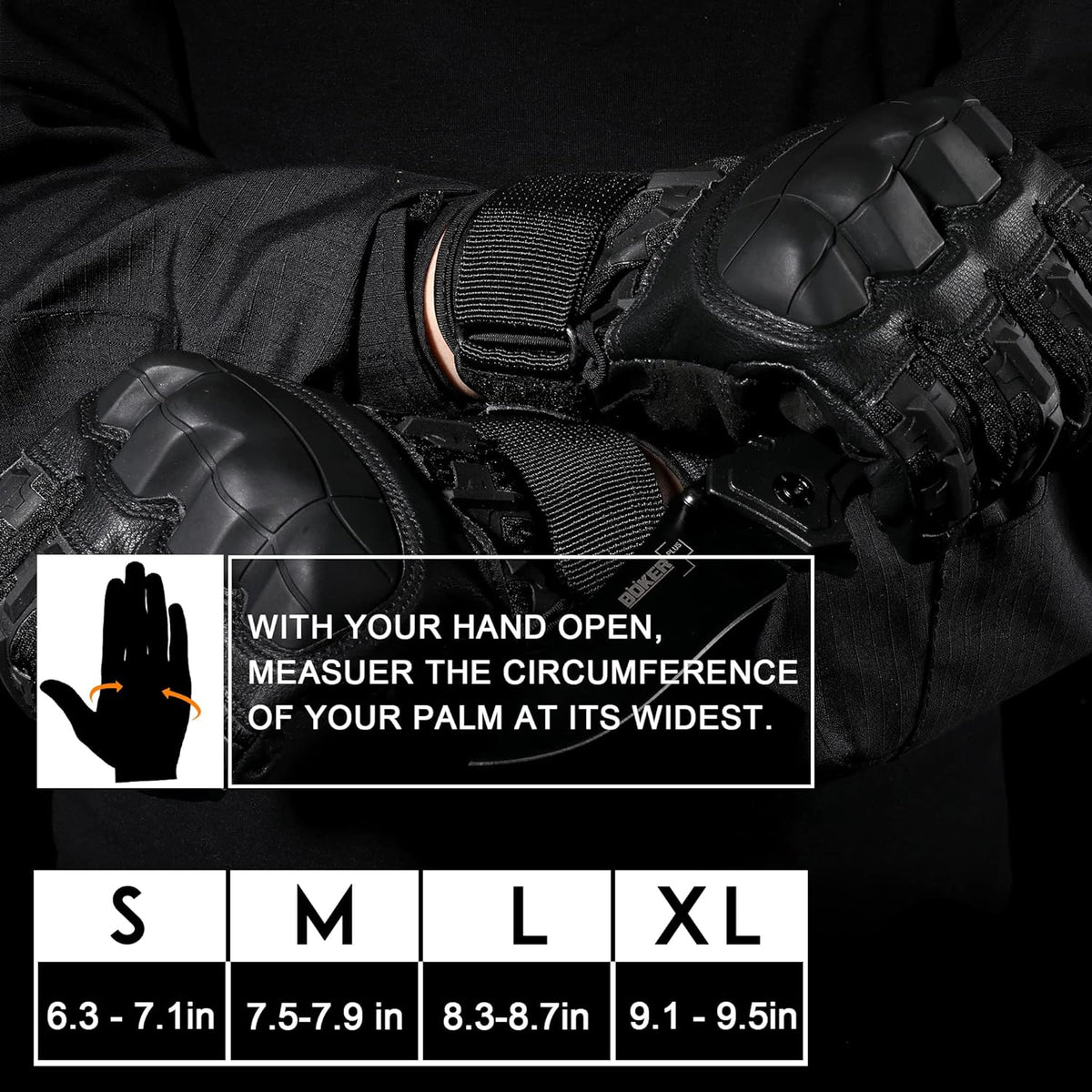 Touchscreen Tactical Gloves with Rubber Knuckle Inserts and Adjustable Wrist Strap