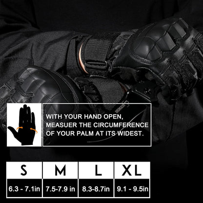 Touchscreen Tactical Gloves with Rubber Knuckle Inserts and Adjustable Wrist Strap
