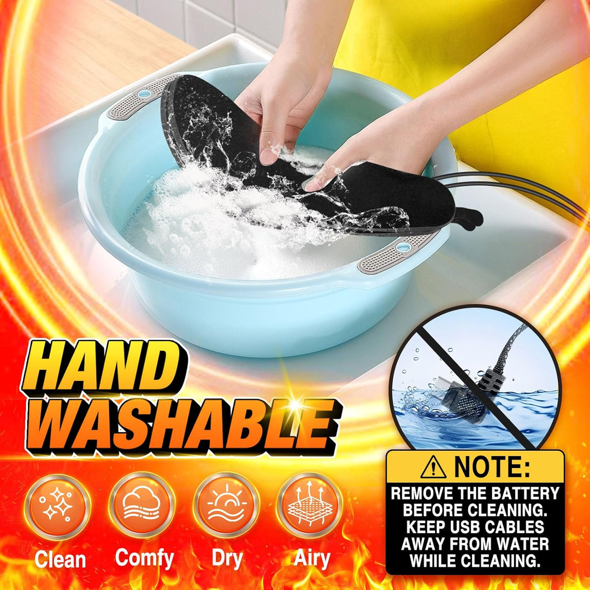 Rechargeable Heated Insoles with 3-Level Remote Control and 8-Hour Battery