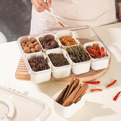 Divided Snack Serving Tray with 8 Compartments and Snap Buckle Lid for Parties