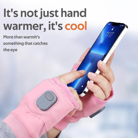 Fingerless Heated Gloves with Three Heat Levels and Rechargeable Battery in Pink Or Black