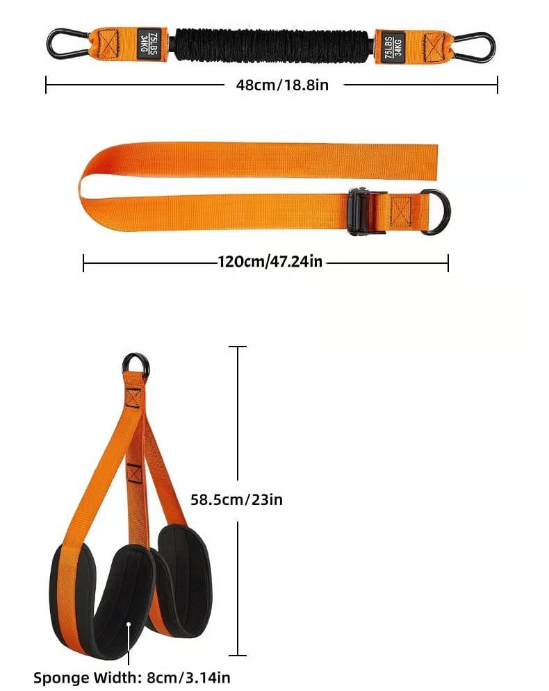 Pull Up Assist Band with Double Foot Holder and Steel Hooks