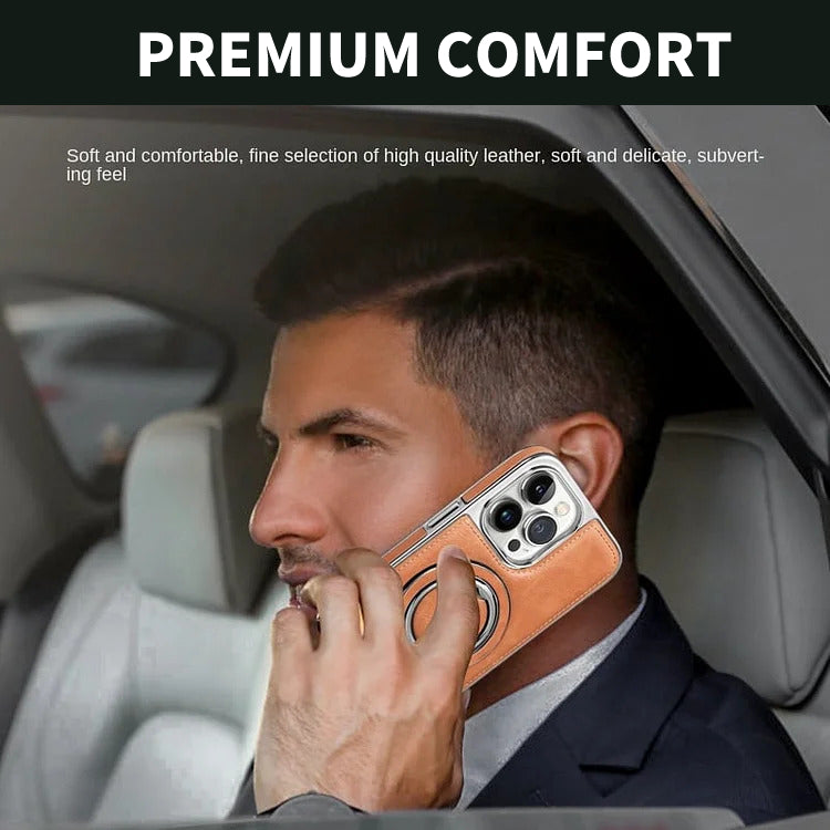 Phone Case with Foldable Stand and Magnetic Charging, 9H Lens Protection