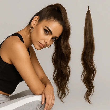 Clip In Ponytail Extension with Wrap Around Strand and Hairpins