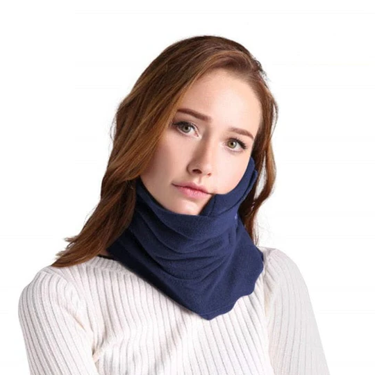 Neck Support Travel Pillow with Microbead Filling and Phone Holder