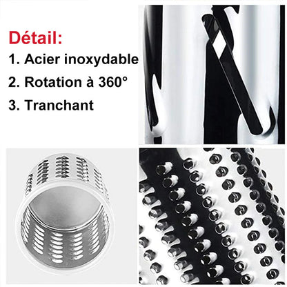 Rotary Vegetable Grater with 3 Interchangeable Stainless Steel Blades and Suction Feet