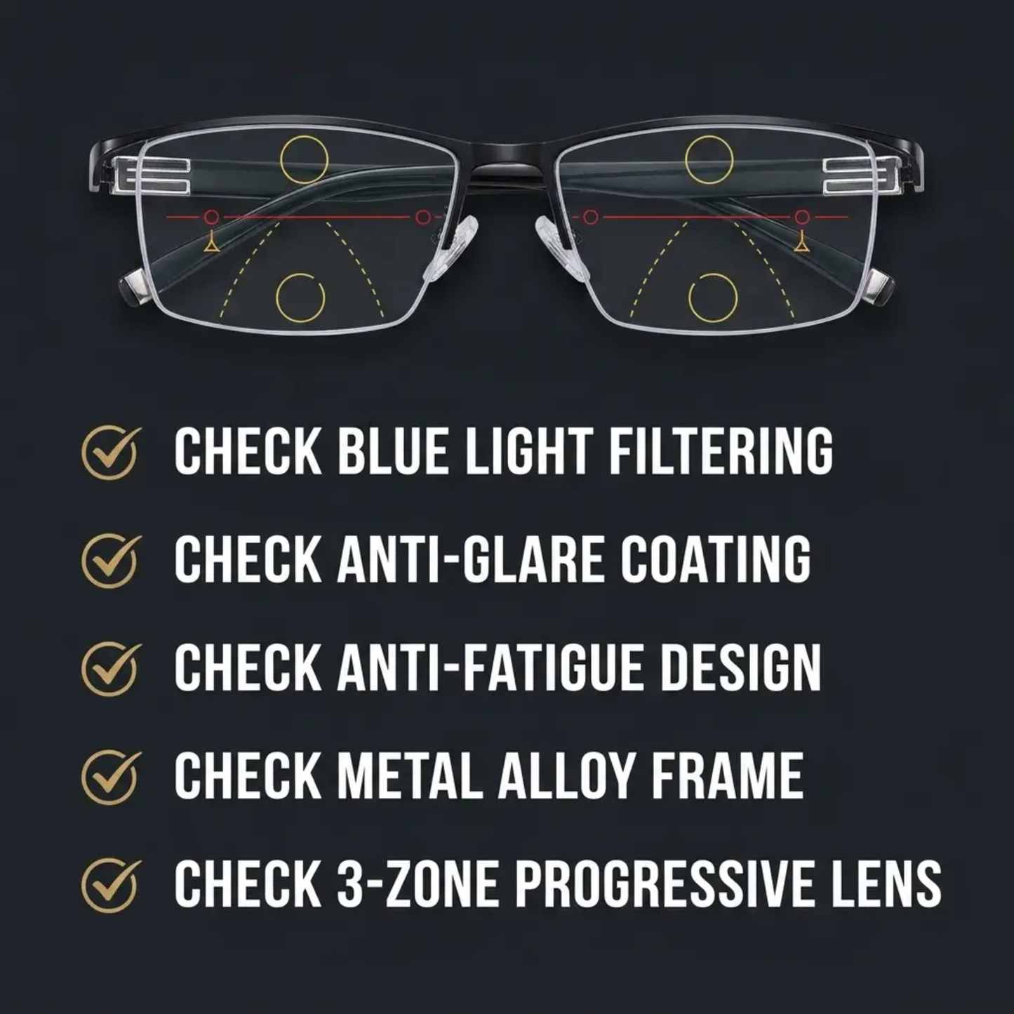 Progressive Reading Glasses with Blue Light Filter and Anti Glare Coating