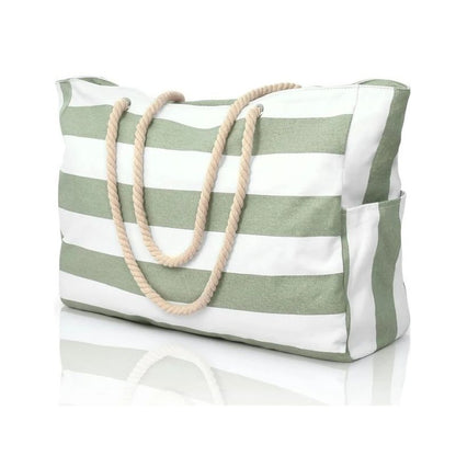 Oversized Beach Tote with Zip Closure and Mesh Panels, Water Resistant 20L
