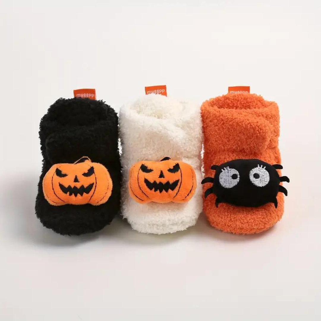 Kids Ankle High Slippers with Fleece Lining and Halloween Designs