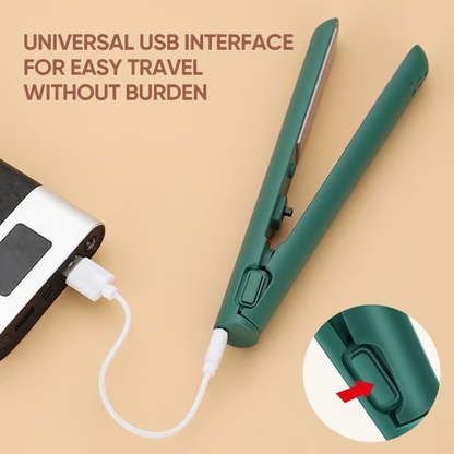 Portable Hair Straightener and Curler with Ceramic Plates and USB Charging
