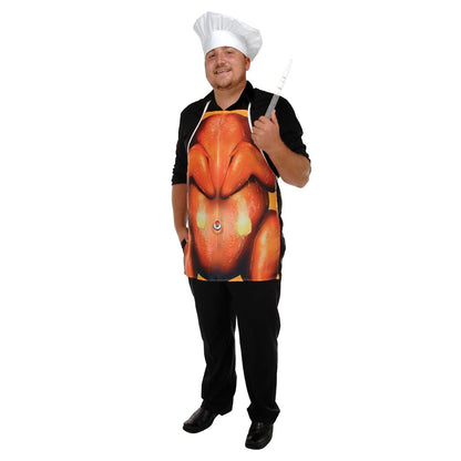 Orange Polyester Cooking Apron Set with Adjustable Ties in Pack of 6 for Holiday Meals