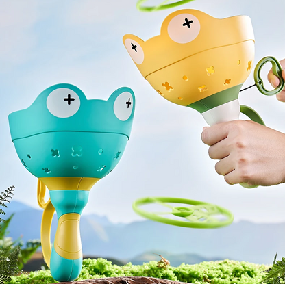Frog Launcher Flying Propeller Toy with 6 Spinning Propellers for Garden Play