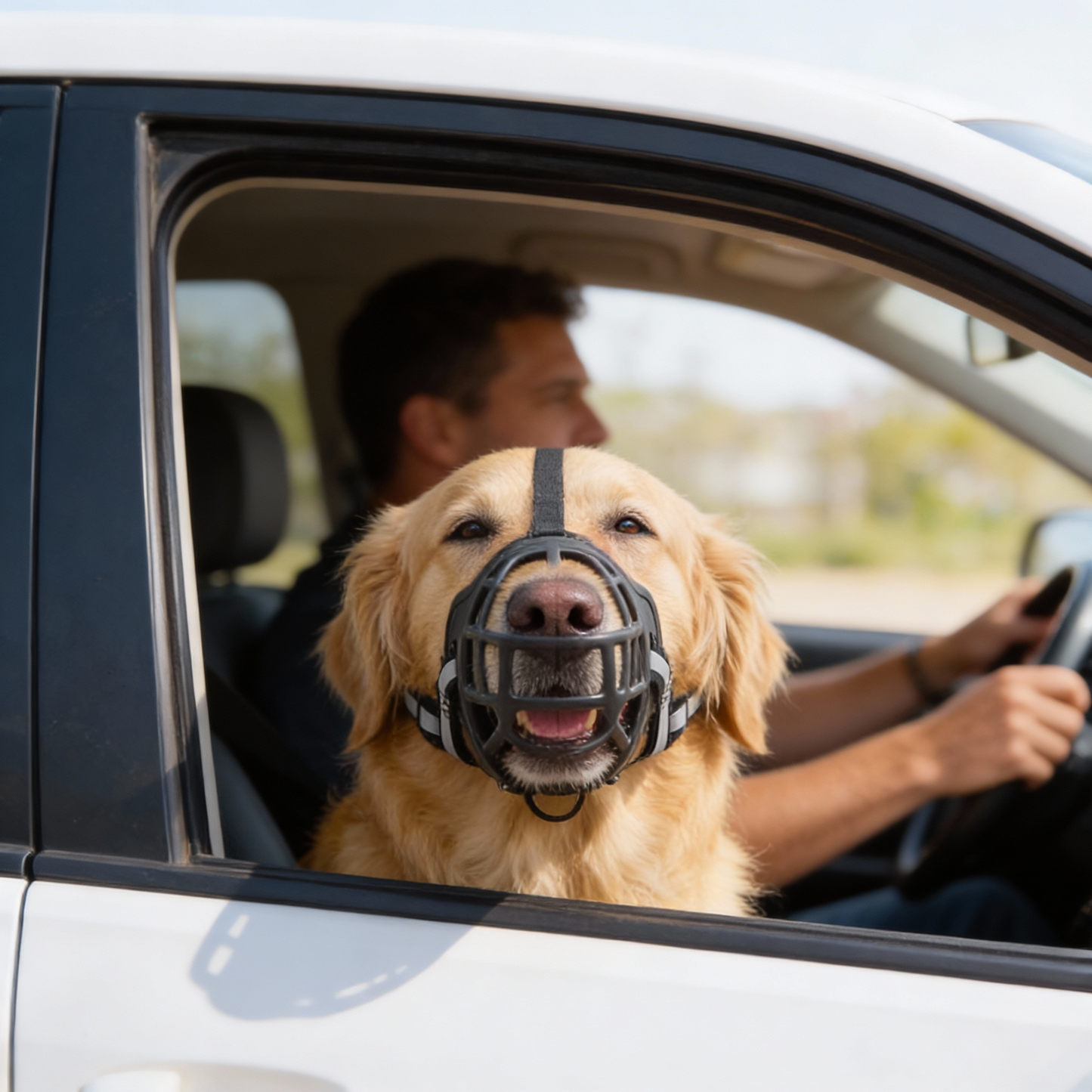 Adjustable Dog Muzzle with Breathable Mesh and Multiple Straps, Six Sizes