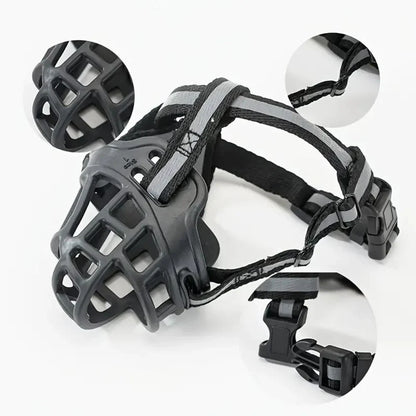 Breathable Mesh Dog Muzzle with Adjustable Straps, 6 Sizes for 10-130lb Dogs