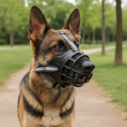 Adjustable Dog Muzzle with Breathable Mesh and Multiple Straps, Six Sizes