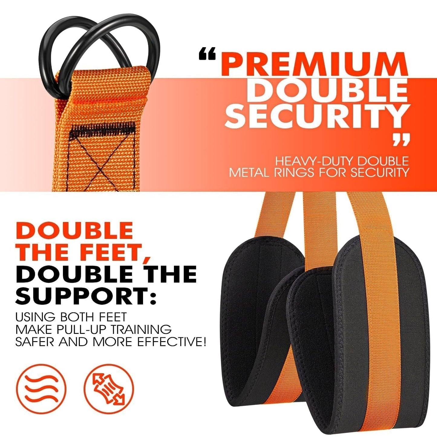 Pull Up Assist Band with Double Foot Holder and Steel Hooks