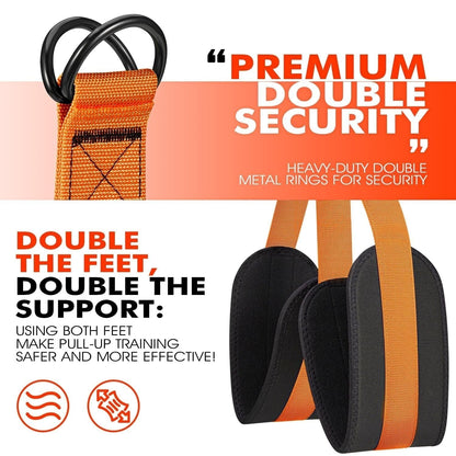 Pull Up Assist Band with Double Foot Holder and Steel Hooks
